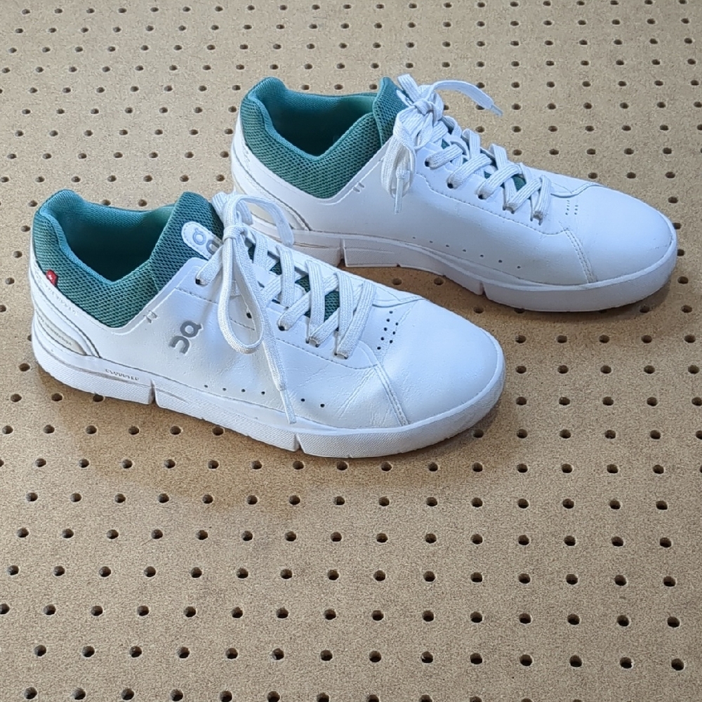 On Running White Sneakers with Teal Interior